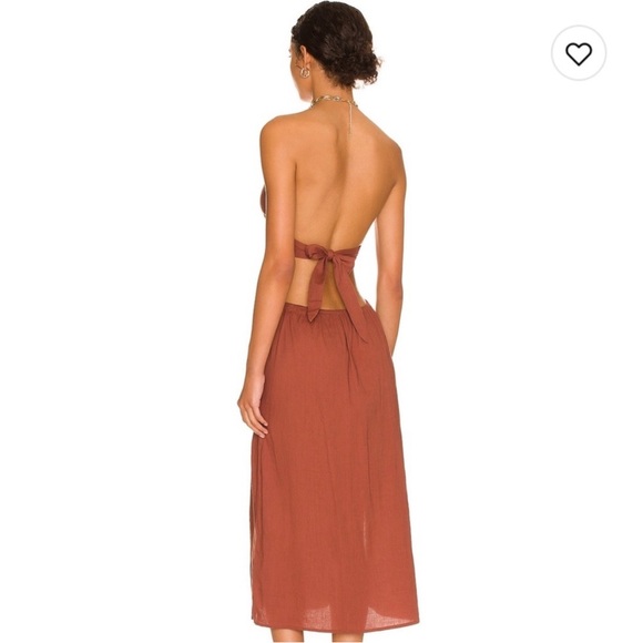 WeWoreWhat Shell Chain Halter Midi Dress Cappuccino Brown | NWT | Size Large - Picture 4 of 8